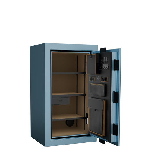 Premium Home Series | Level 7 Security | 2 Hour Fire Protection | 12 | Dimensions: 41.75"(H) x 24.5"(W) x 19"(D) | Azure Sky Gloss Limited Edition Safe Colors - Open Door